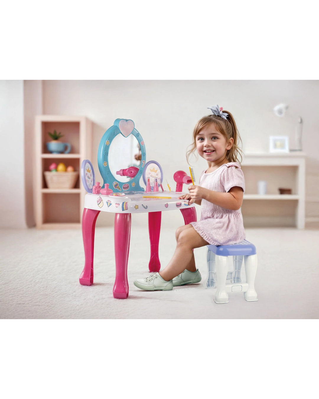 UNICORN VANITY TABLE & STOOL SET aleemaz.com 