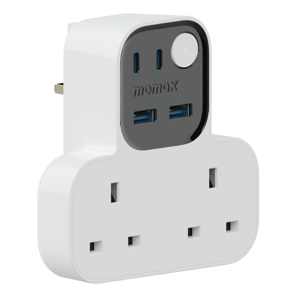 MOMAX 1-CHARGER WORK FLOW T-SHAPED EXTENTION 2 SOCKET WITH USB