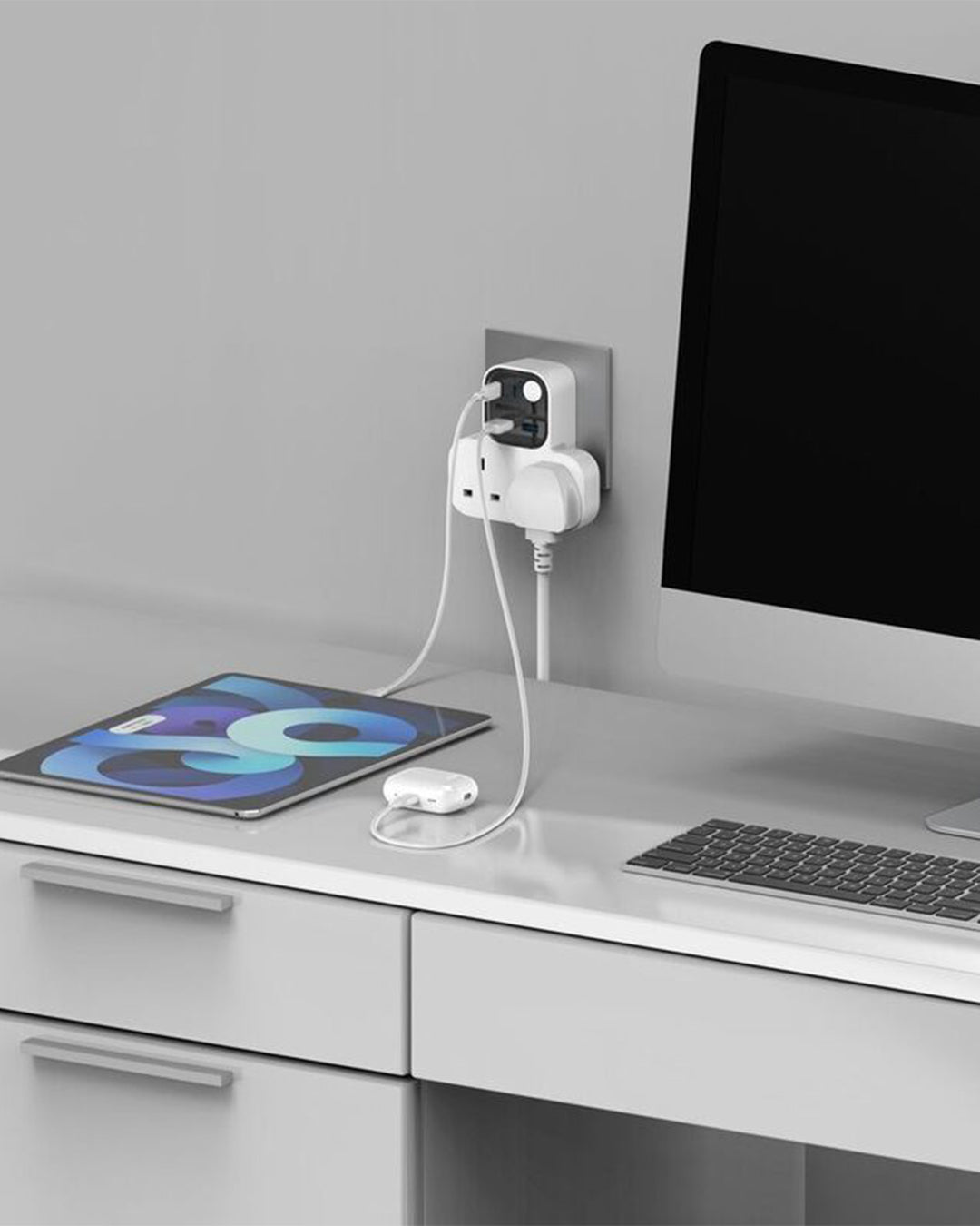 MOMAX 1-CHARGER WORK FLOW T-SHAPED EXTENTION 2 SOCKET WITH USB