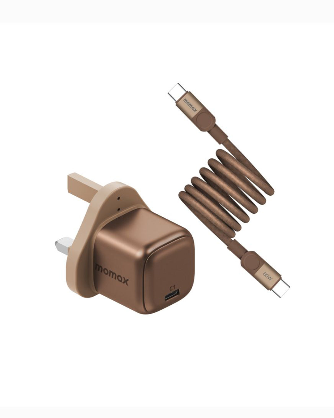 MOMAX 1-CHARGE GAN 30W 1 PORT CHARGER + 60W USB-C TO USB-C MAGNETIC CABLE 1M