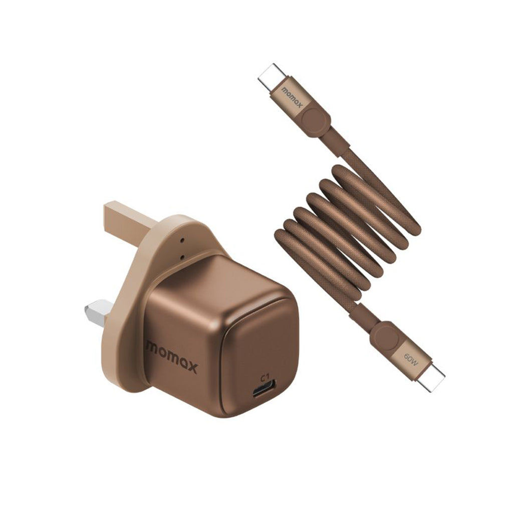 MOMAX 1-CHARGE GAN 30W 1 PORT CHARGER + 60W USB-C TO USB-C MAGNETIC CABLE 1M