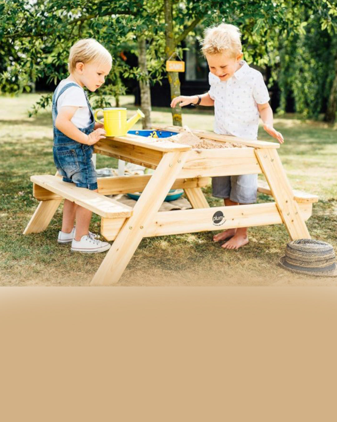 Plum Surfside Wooden Sand & Water Picnic Table-Natural