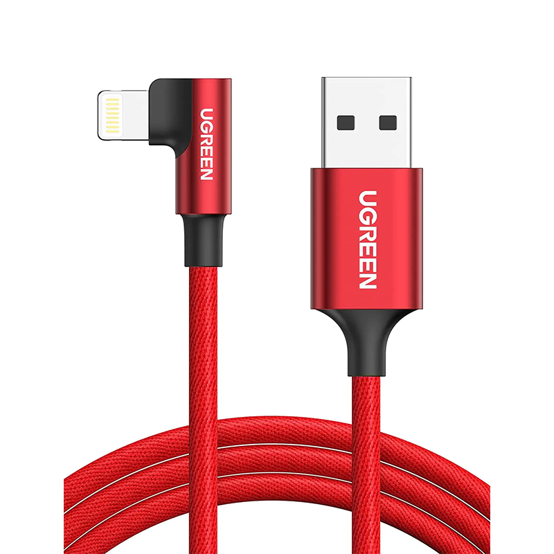 UGREEN USB A to Lightning Braided Cable with Aluminum Shell M/M, Nickel Plated Connector, red, 1m aleemaz.com