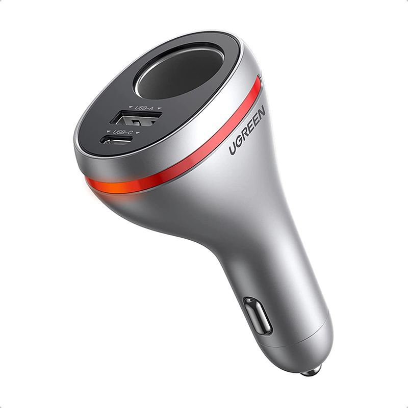 UGREEN Car Charger with Dual USB Ports Single Extension Socket (PD 20W) aleemaz.com 
